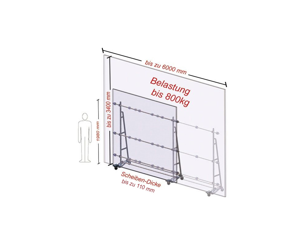 Glaswagen HDL 800 sehr variabel - bis 800 kg Traglast | Glaswagen sehr variabel - bis 800 kg Traglast - HDL 800