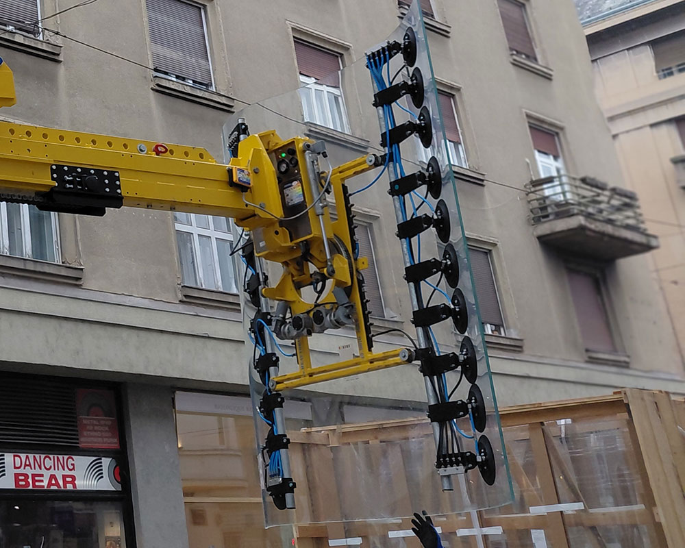 VSG 500 KR - Vakuum-Sauganlage für gebogene Scheiben, bis 500 kg Traglast | Vakuum-Sauganlage für gebogene Scheiben, bis 500 kg Traglast - VSG 500 KR