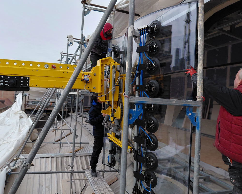 VSG 500 KR - Vakuum-Sauganlage für gebogene Scheiben, bis 500 kg Traglast | Vakuum-Sauganlage für gebogene Scheiben, bis 500 kg Traglast - VSG 500 KR
