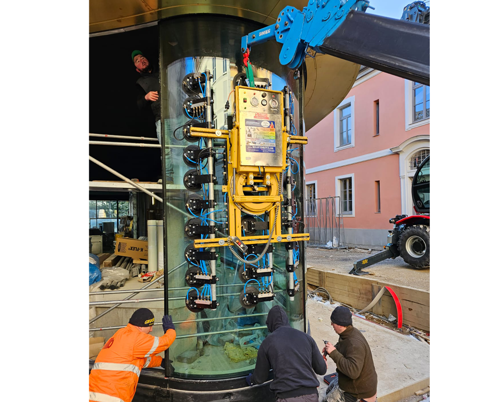 VSG 800 KR - Vakuum-Sauganlage für gebogene Scheiben, bis 800 kg Traglast | Vakuum-Sauganlage für gebogene Scheiben, bis 800 kg Traglast - VSG 800 KR
