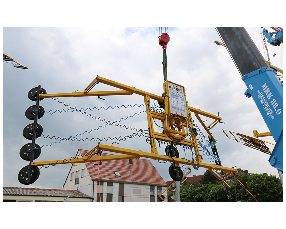 VSG 1500 KRQ Vakuum-Sauganlage, bis 1500 kg Traglast - für lange Scheiben | Vakuum-Sauganlage für quer gebogene lange Scheiben, bis 1500 kg Traglast - VSG 1500 KRQ